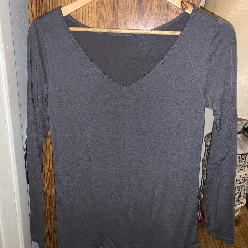 Gray V-neck